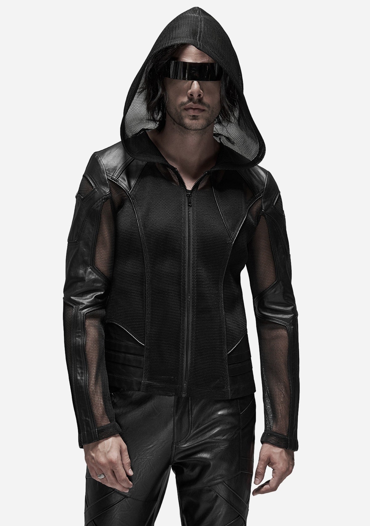 Gothic Asymmetric Leatherette Hooded Jacket