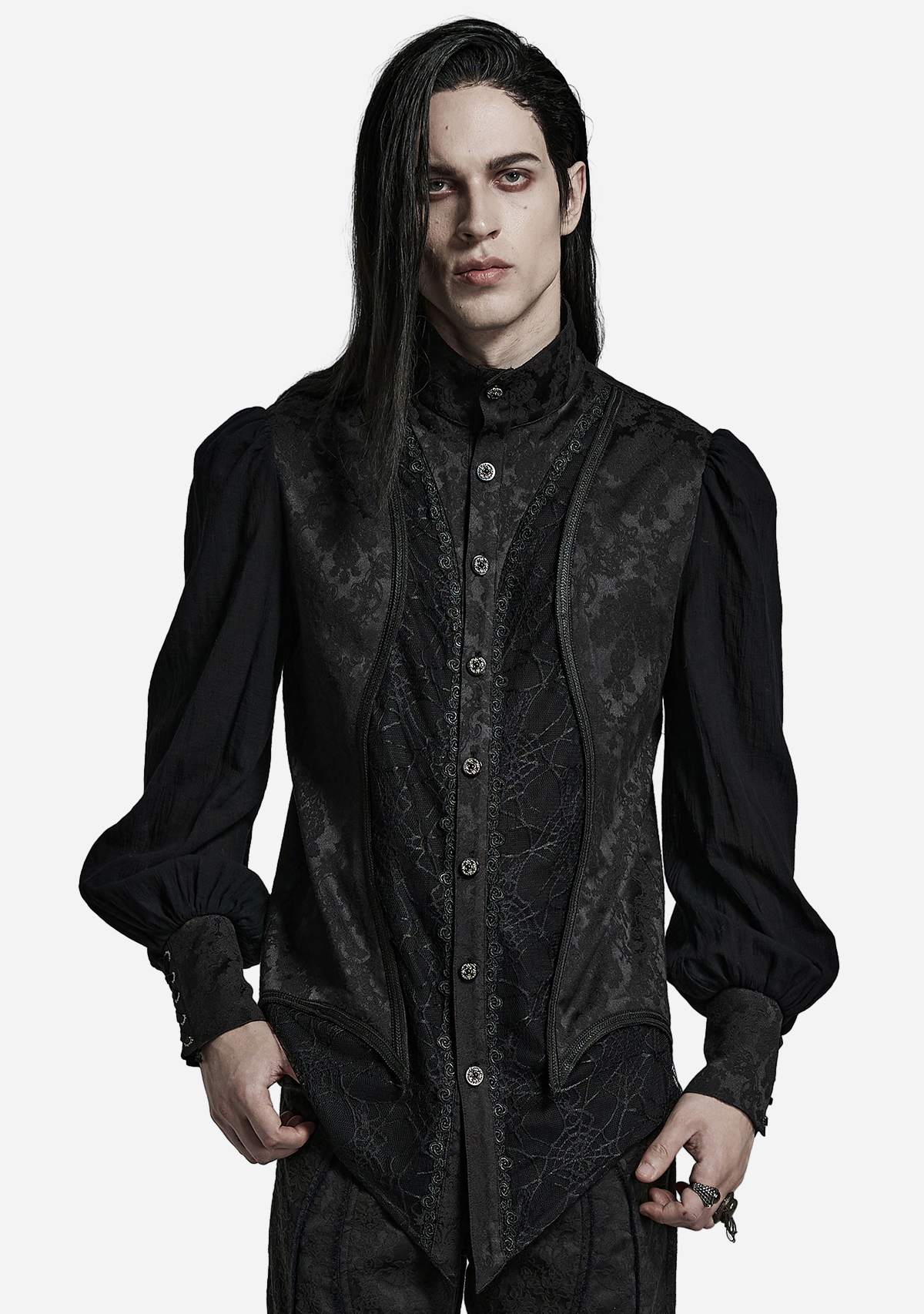 Goth Lantern Sleeve Stand Collar Shirt