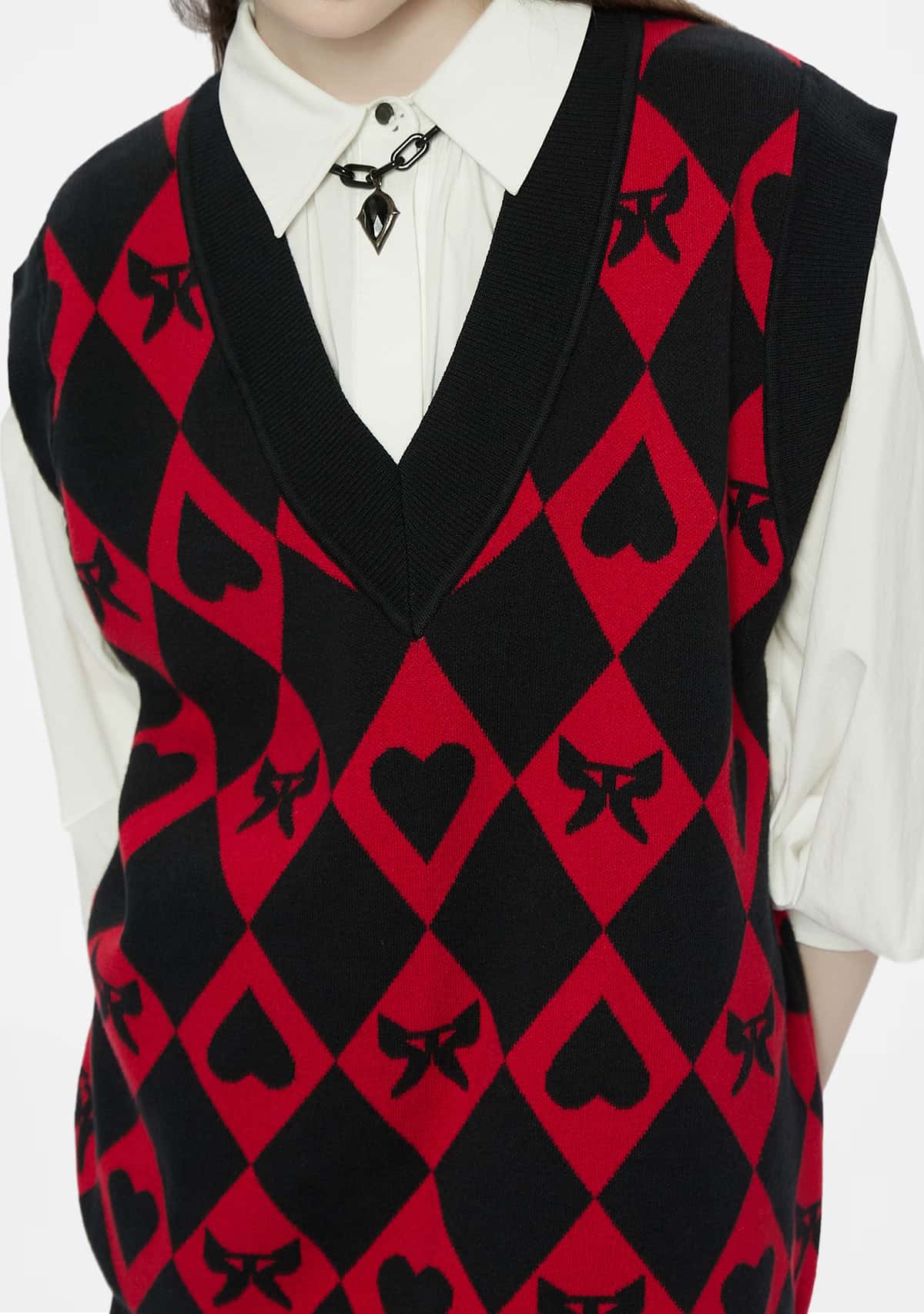 Gothic Diamond Knitted V-Neck Vest