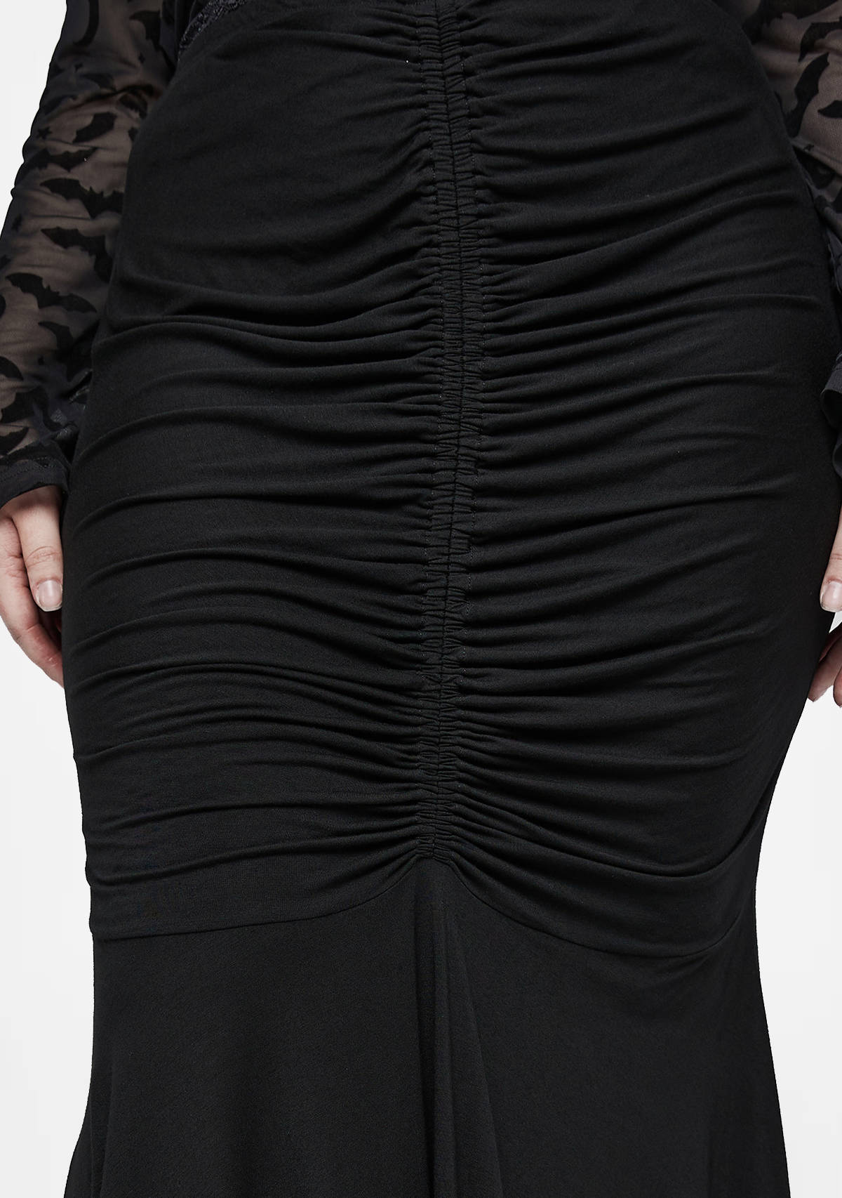 Goth Plus Size Stretch Smocked Skirt