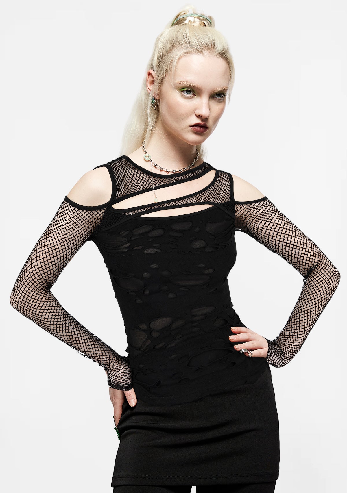 Gothic Mesh Fishnet Cut Out Top