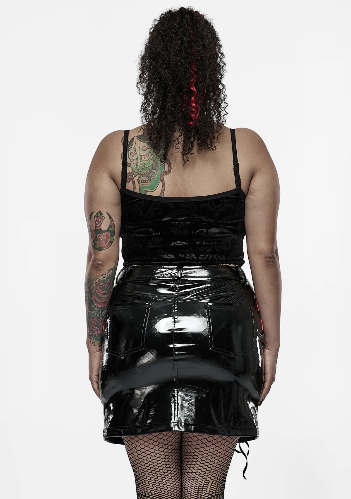 Plus Size Punk Leather Bodycon Mini Skirt