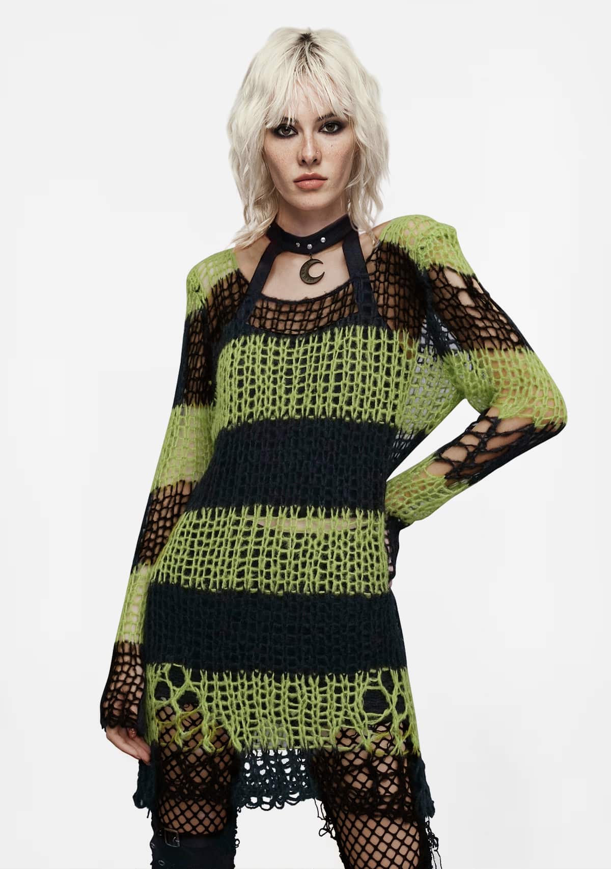 Gothic Neon Rebel Mohair Pullover Sweater