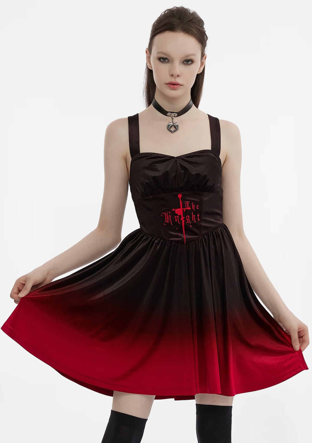 Dark Gothic Embroidered Slip Dress