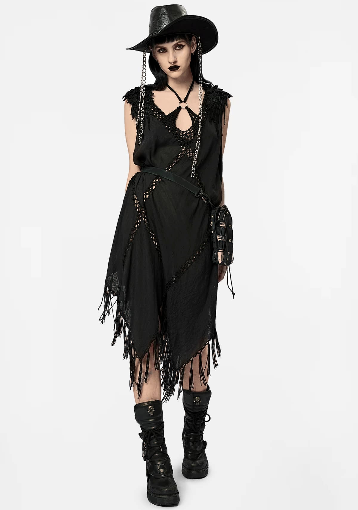 Dark Punk Gothic Tassel Lace Dress