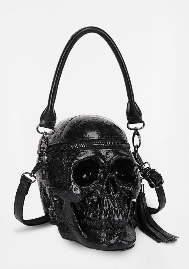 Gothic Black Grave Digger Skull Handbag