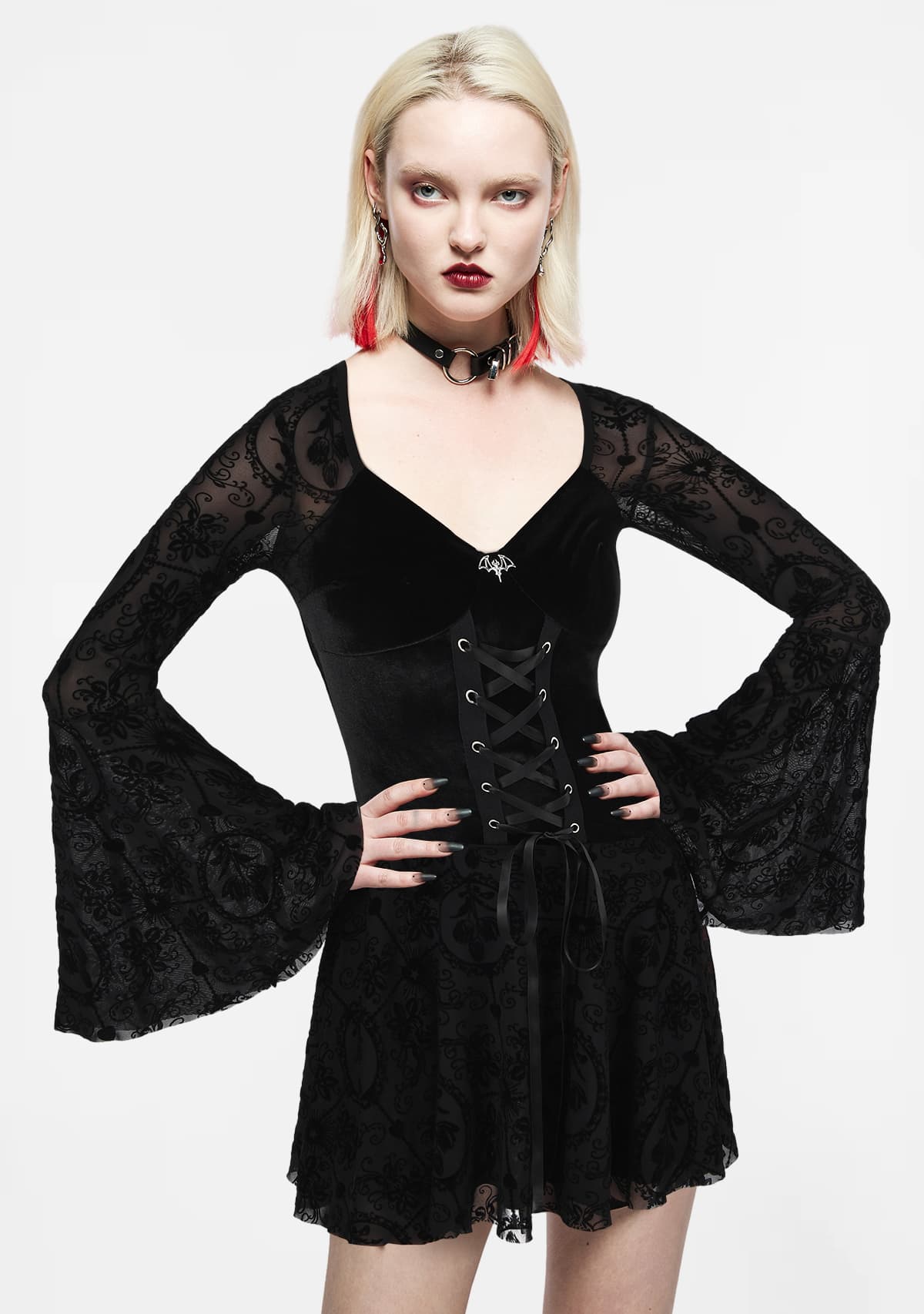 Gothic Vintage Lace Midi Dress