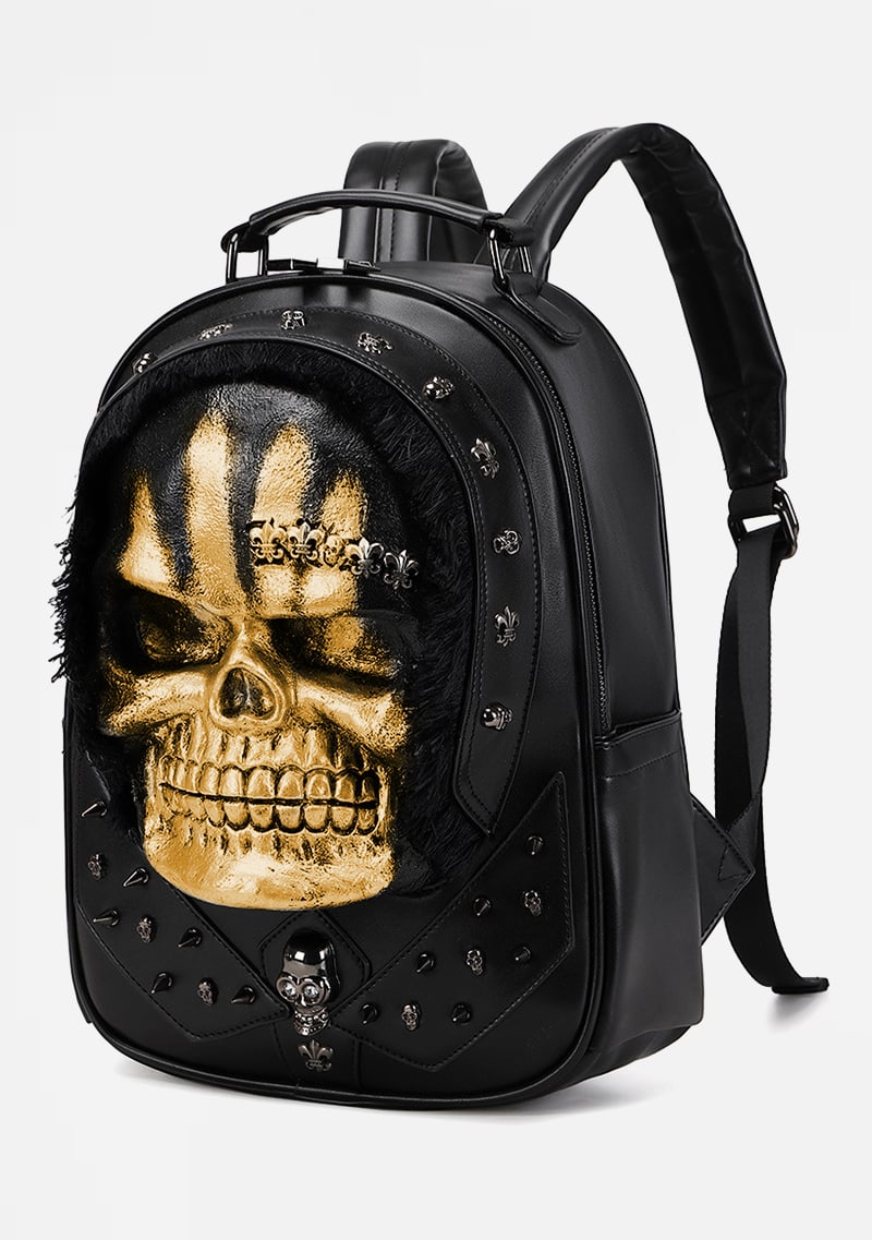 Goth Golden Skull Fortress Backpack