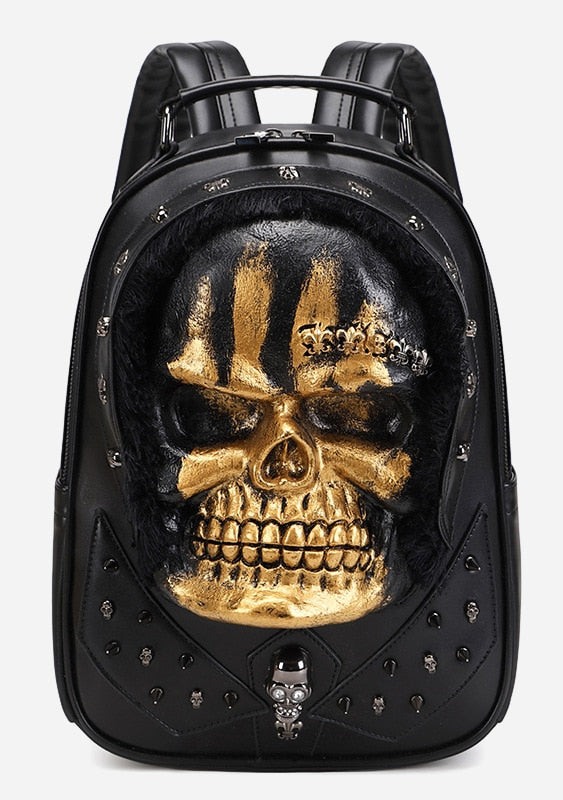 Goth Golden Skull Fortress Backpack