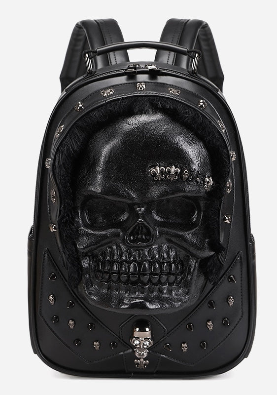 Punk Noir Skull Embossed Backpack