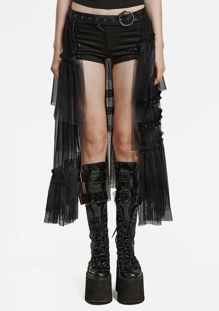 Gothic Gradient Tulle Asymmetrical Skirt