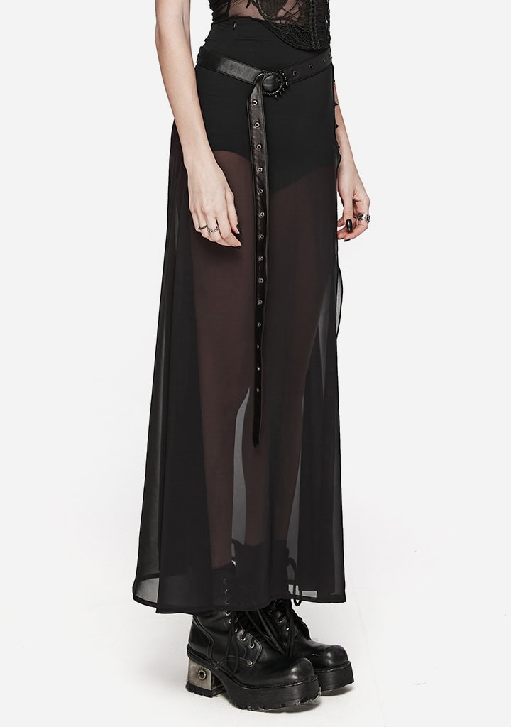 Gothic A-Line Slit Maxi Skirt