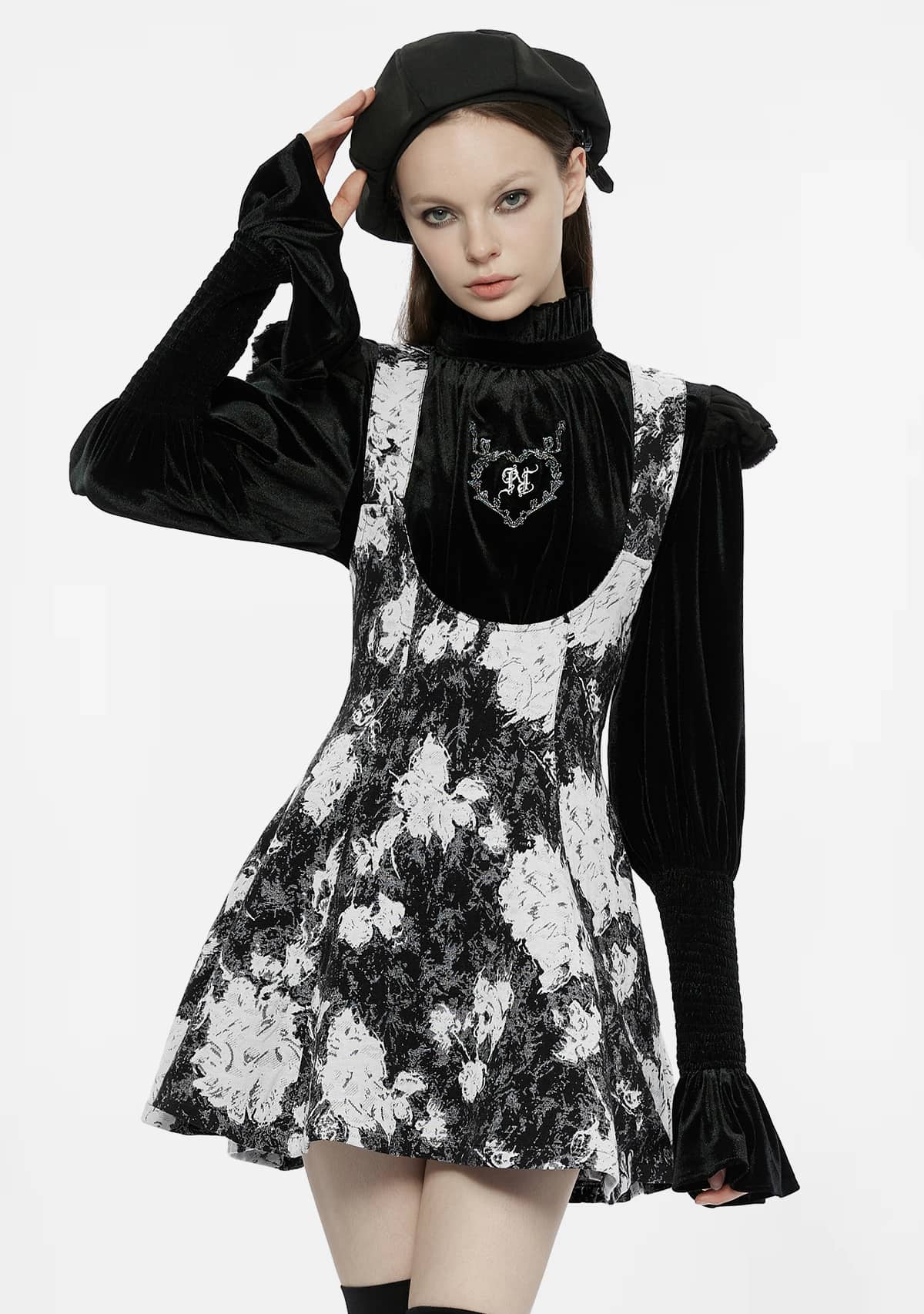 Gothic Jacquard Dark Rose Dress
