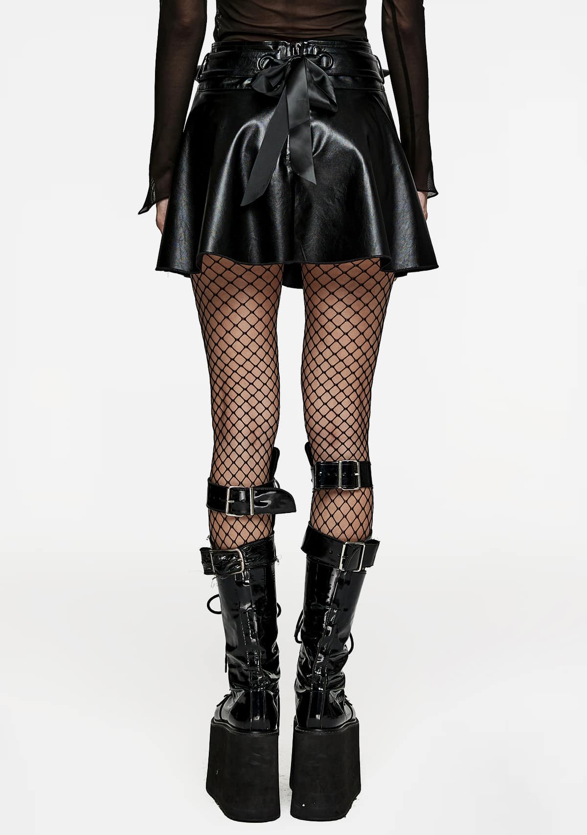 Gothic Synthetic Leather Cute A-line Skirt