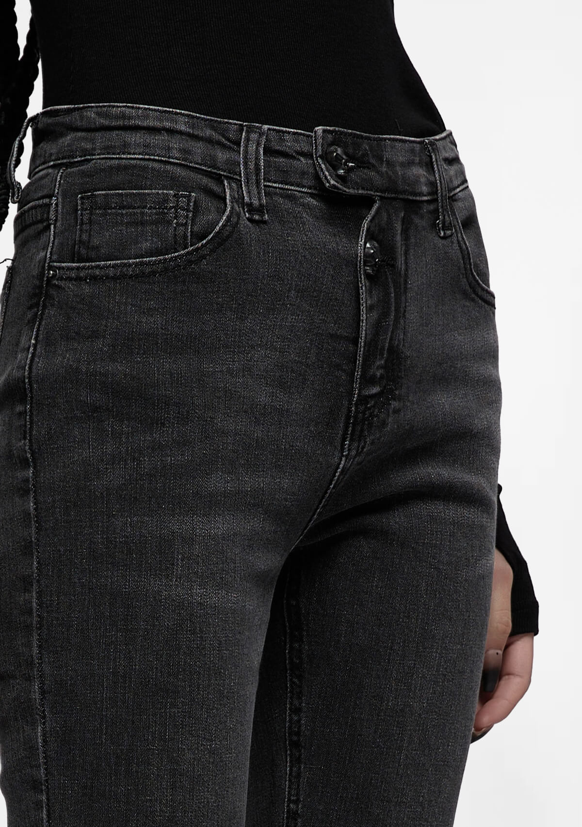 Punk Asymmetric Placket Flare Jeans